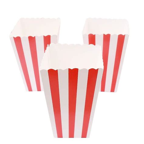 50 Pcs Popcorn Bags Small Popcorn Cartons Striped Paper Popcorn Boxes
