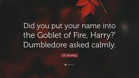 Jk Rowling Quote Did You Put Your Name Into The Goblet Of Fire