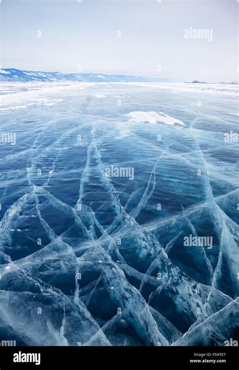 Frozen Russian Siberian Lake Baikal In Winter Stock Photo Alamy