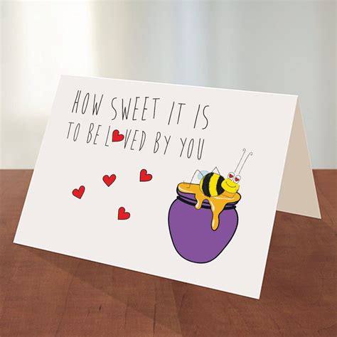 Sweet Bee Greeting Card Printable Cards Printables Valentine Greeting