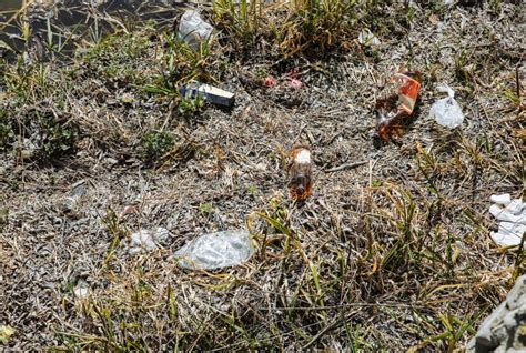 Litter In The Nature Plastic Bottles And Packets Pollution Of The