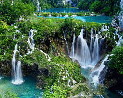Plitvice Lakes National Park Croatia Cascading Waterfall Wallpaper Hd