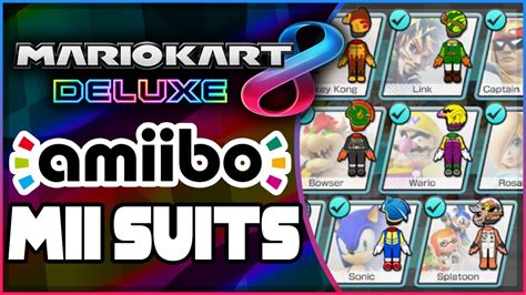All Amiibo Mii Suits In Mario Kart 8 Deluxe Youtube