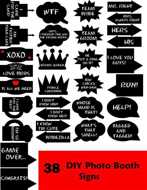 Funny Sayings Photo Booth Props Printable Wedding Photo Booth Props Photo Booth Sign Photo Booth