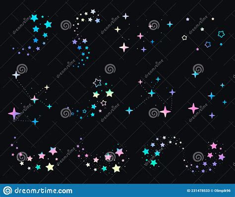 Set Of Stars On Black Background Stock Vector Illustration Of Diffuse