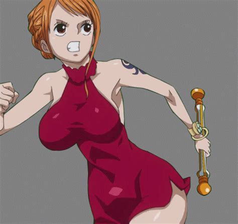 Nami One Piece One Piece Looking Away Animated Animated  Third Party Edit 1girl Bare
