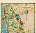 California Map ORIGINAL 1930s Vintage Picture Map of | Etsy ...