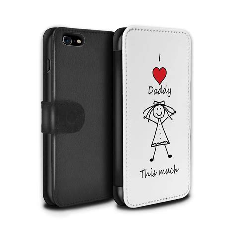 Stuff4 Pu Leather Wallet Flip Case Cover For Apple Iphone 7 Daughter I Love Daddy I Love My