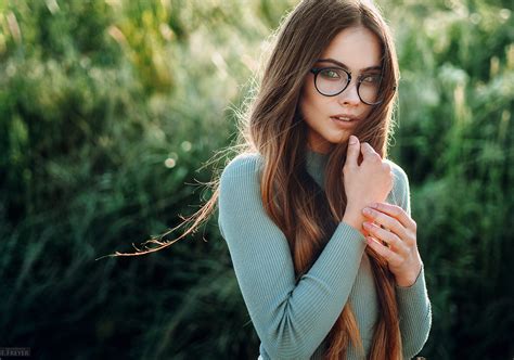 Evgeny Freyer Outdoors Glasses 500px Long Hair Portrait Women With Glasses Face Women