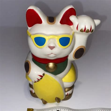 Vintage Mejiro Japanese Maneki Neko Hawaii 1986 Shaka Cat Ceramic Rare