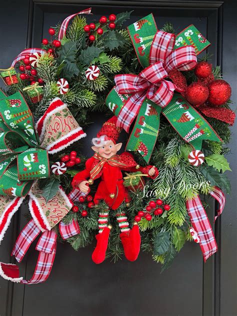 Elf Wreath Christmas Wreath Whimsical Wreath Elf Front Door Wreath
