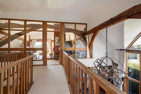 Galleried Landing In Barn Conversion Home Editorial Stock Photo Image