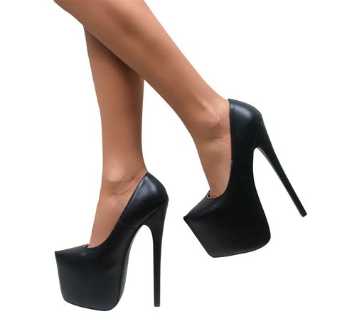 ladies womens concealed platform pointed toe very high stiletto heel court shoes