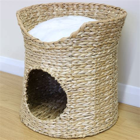 Double Catkittenpuppy Bed Natural Woven Seagrass Twin Basketpod