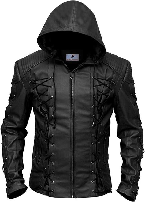 Figura Fashionz Dc Green Arrow Black Faux Leather Roy Harper Jacket