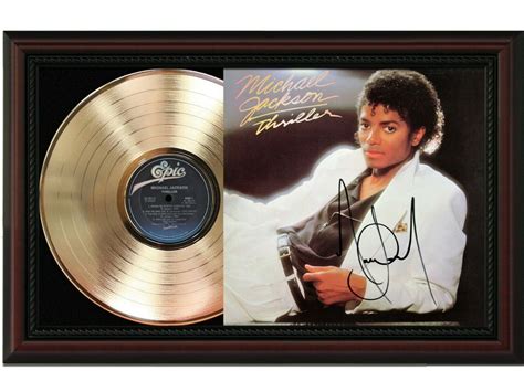 Michael Jackson Framed Cherry Wood Reproduction Signature Lp Record