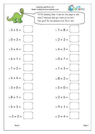 Learning languages likes and dislikes london love, romance, dating marriage means of transport memories money months mother's day movies & tv shows music new year's eve newspaper english numbers a very basic worksheet for students to tell their ages, as well as family and friends. Speedy addition (1) - Addition Year 2 (aged 6-7) by URBrainy.com