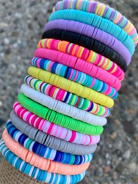 heishi bracelet heishi name bracelet beach bracelet etsy bracelets handmade beaded beads