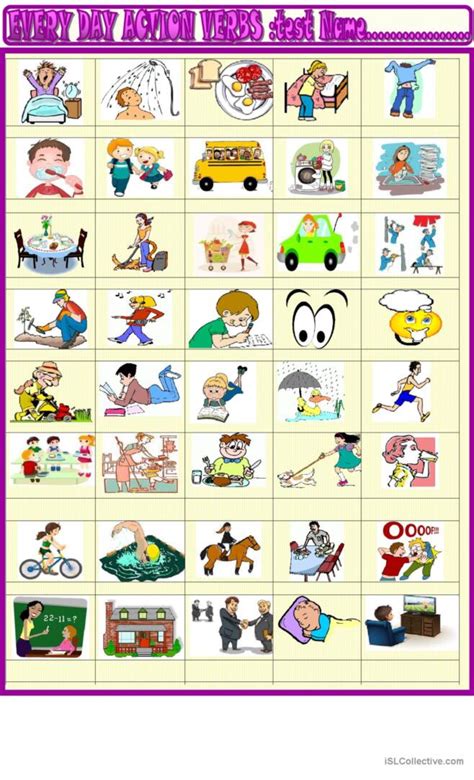 Every Day Action Verbs Test Pictur English ESL Worksheets Pdf Doc