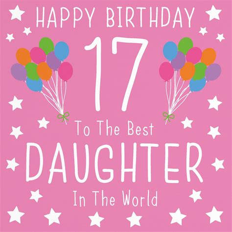 Daughter 17th Birthday Card Happy Birthday 17 To The Etsy