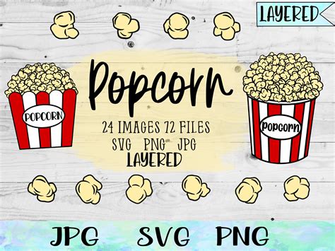 Popcorn Box Svg Popcorn Svg Popcorn Bucket Popcorn Kernel Etsy