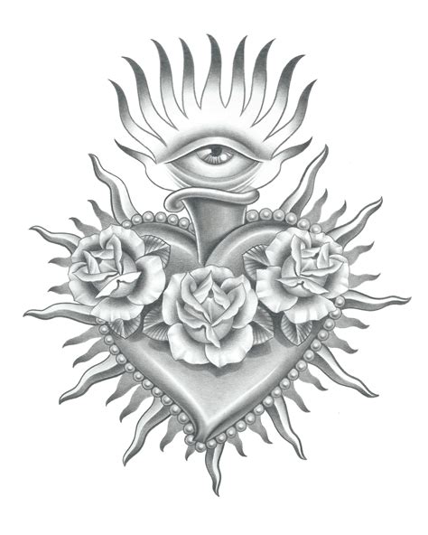 Blankhtml Sacred Heart Tattoos Heart Drawing