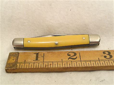 Vintage Kabar Pocket Knife Antique Tiny Yellow Handle Folding Pocket
