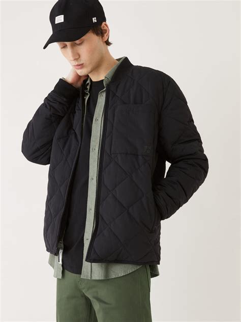 Mens Quilted Black Bomber Jacket Canada Frank And Oaks Reversible