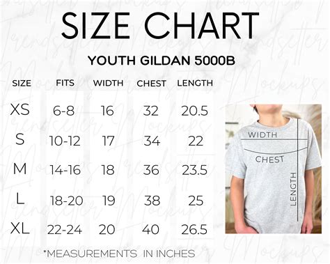 Gildan Size Chart Ph