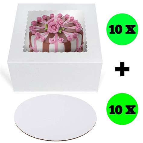 Cake Boxes 8 X 8 X 5 And Round Cake Boards 8 Inch Bakery Box With