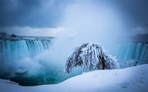 Wallpaper Niagara Falls Waterfalls Snow Tree Winter 2880x1800 Hd