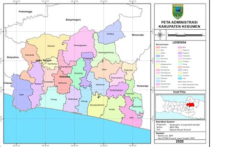 Peta Administrasi Kabupaten Kebumen Provinsi Jawa Tengah Neededthing