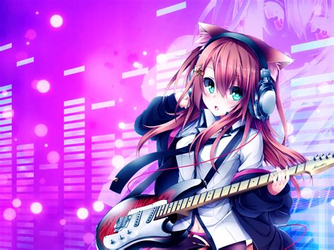 Girl With Guitar Anime Kemonomimi Desktop Wallpapers 1152x864
