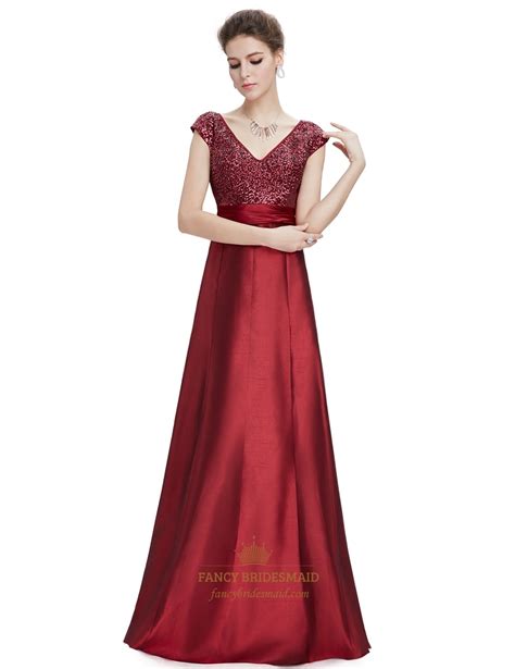 Hot promotions in burgundy bridesmaid dresses on aliexpress if you're still in two minds about burgundy bridesmaid dresses and are thinking about choosing a similar product, aliexpress is a great place to compare prices and sellers. Burgundy V-Neck Cap Sleeves Floor Length Prom Dresses With ...