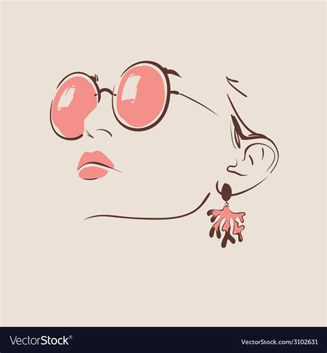Beautiful Woman In Glasses With Earring Royalty Free Vector