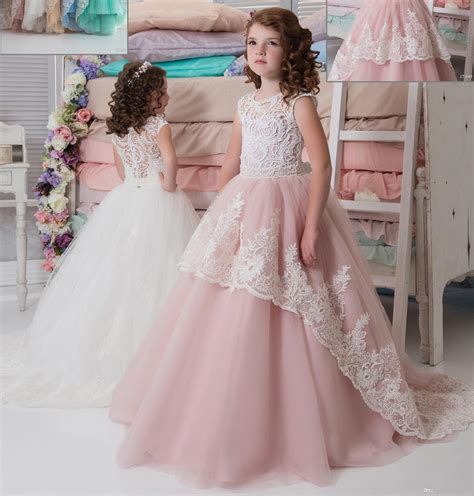 The flower girl's appearance signals the bride's arrival on the. Lace Arabic Pink Blush 2017 Flower Girl Dresses for ...