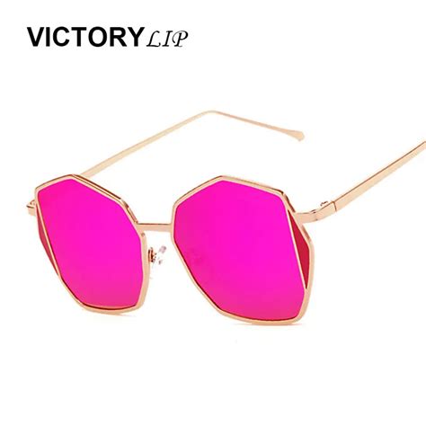 Victorylip 2017 Square Purple Fashion Hexagon Sunglasses Women Brand Designer Uv400 Mirror Men
