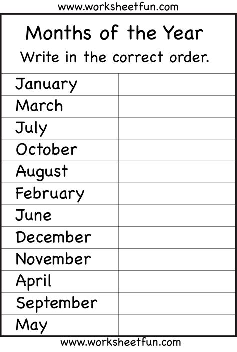 13 Printable Months Of The Year Worksheets