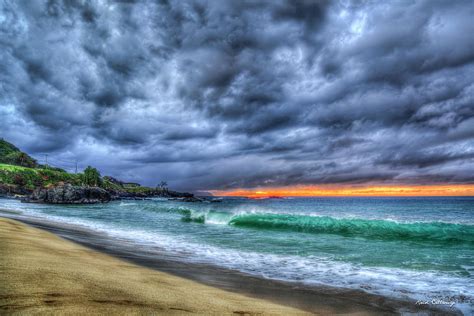 Oahu Hi Waimea Bay North Shore Winter Sunset Legendary Surfing