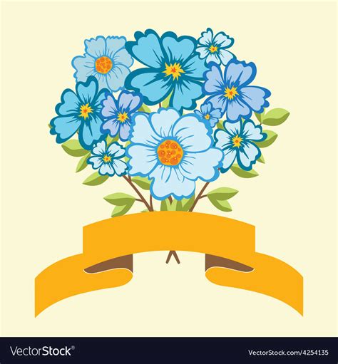 Bouquet Of Blue Flowers Royalty Free Vector Image