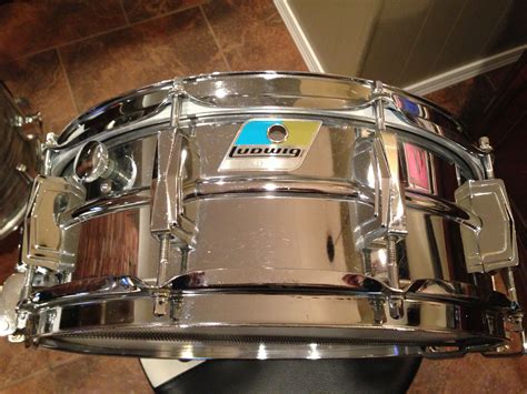 1971 Ludwig Super Sensitive Snare 5x14 Chrome Over Metal Blueolive