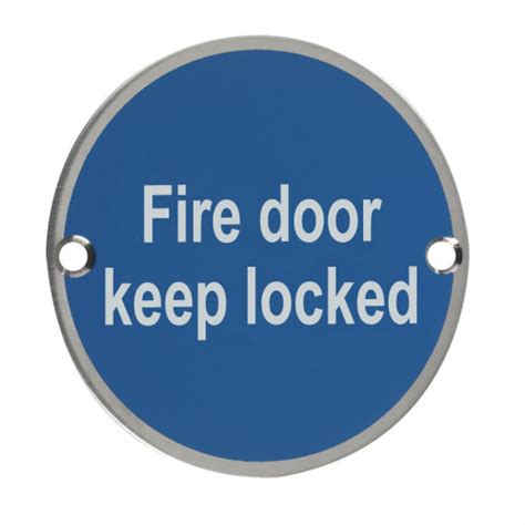 Fire Door Keep Locked Circular Sign 76mm Satin Anodised Aluminium