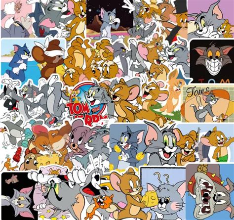 50pcs Tom And Jerry Stickers Cartoon Kids Show Sticker Vinyl Cat Mouse