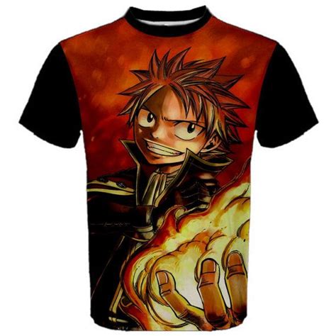 Fairy Tail Shirt Anime Manga Natsu T Shirt Red Black Cosplay