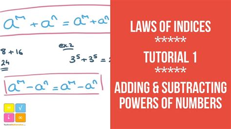 Laws Of Indices Tutorial 1 Adding And Subtracting Powers Of Numbers