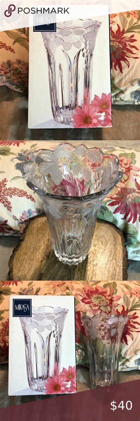 VINTAGE Mikasa Country Fields GERMANY Crystal Vase Flower Vase Frosted