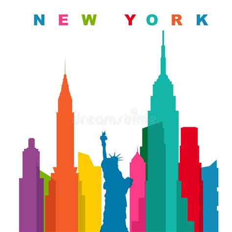 Multicolored New York City Flat Vector Illustration Stock Vector