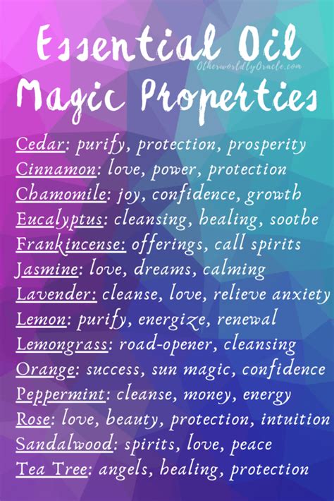 Essential Oil Magical Properties Chart And Magical Uses Essential Oil