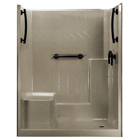 .medicine cabinets shower curtains showers shower doors. Ella 60 in. x 33 in. x 77 in. 1-Piece Low Threshold Shower Stall in Cotton Seed, Grab Bars, L ...