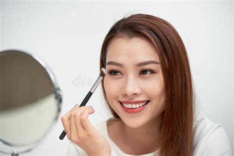Close Up Of Beautiful Face Of Asian Young Woman Getting Make Up Asian